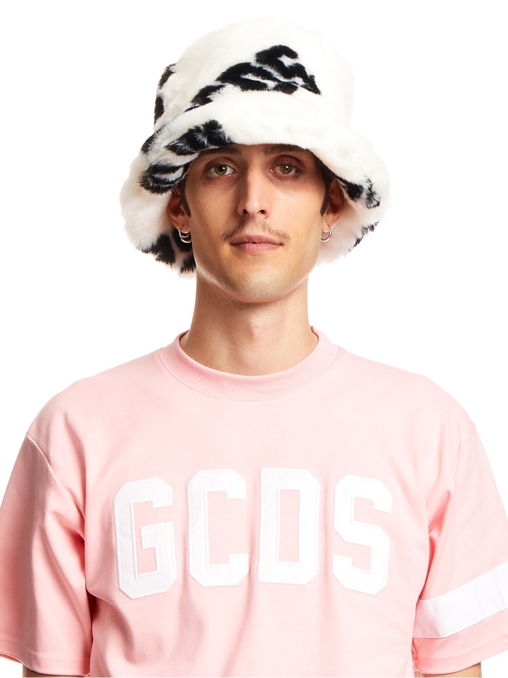 GCDS Black & White Faux Fur Bucket Hat